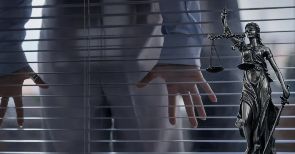 Profesionales brindando asesoría legal y contención psicológica a una empresaria en su oficina.